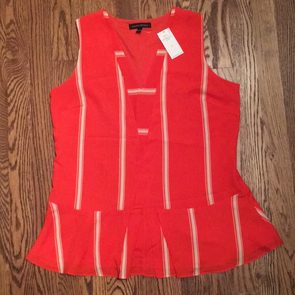 NWT Banana Republic red striped peplum tank blouse
